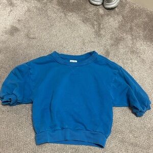 Anthropologie Bright Blue Cropped Pullover Sweatshirt